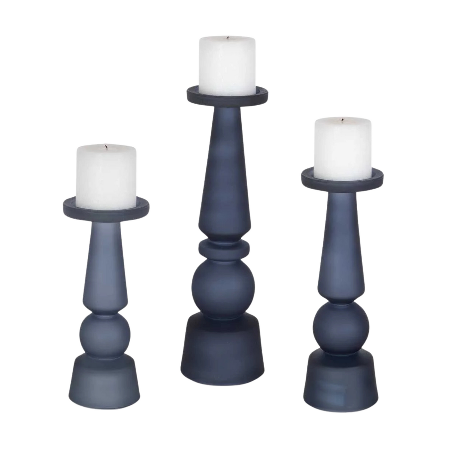 Glass Candle Holder Trio Set