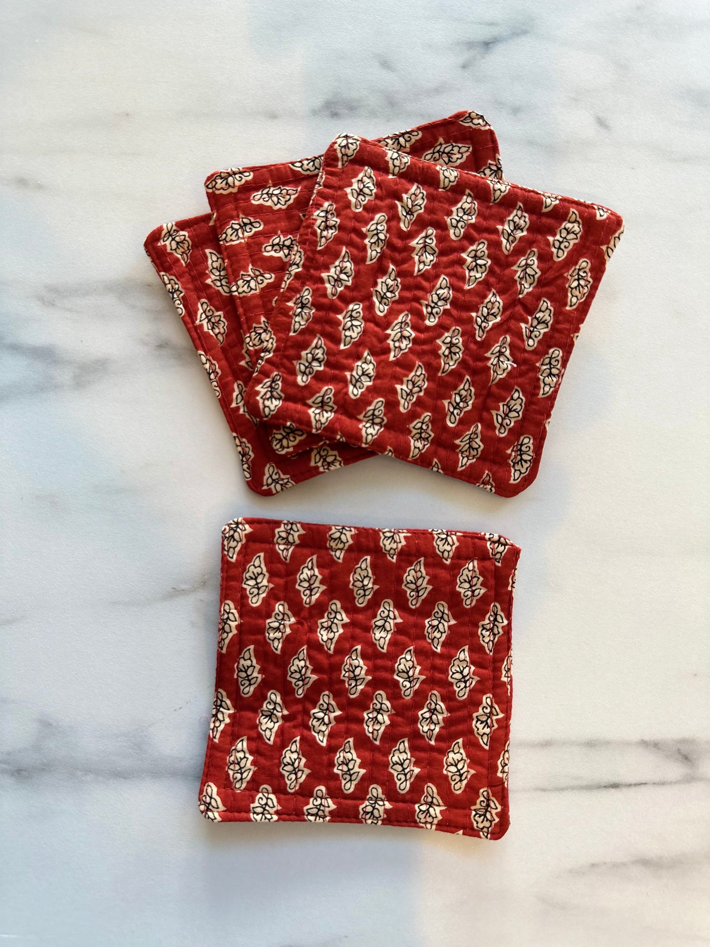 Indy Home Block Printed Fabric Coaster Set