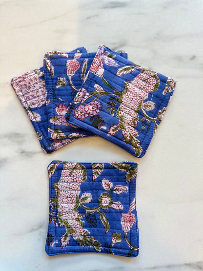 Indy Home Block Printed Fabric Coaster Set