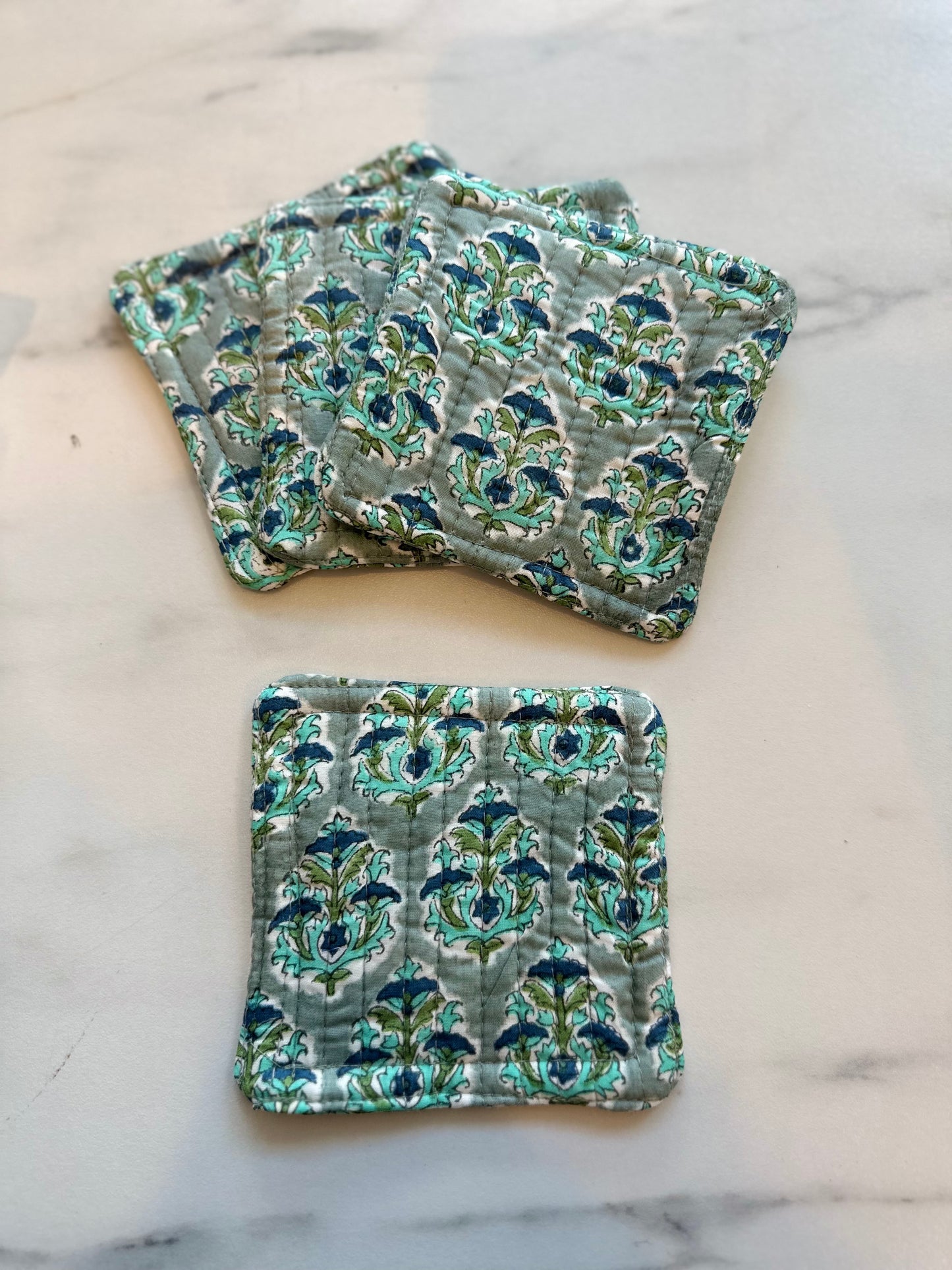 Indy Home Block Printed Fabric Coaster Set