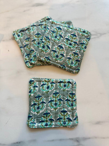 Indy Home Block Printed Fabric Coaster Set