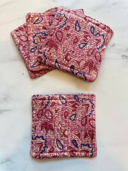 Indy Home Block Printed Fabric Coaster Set