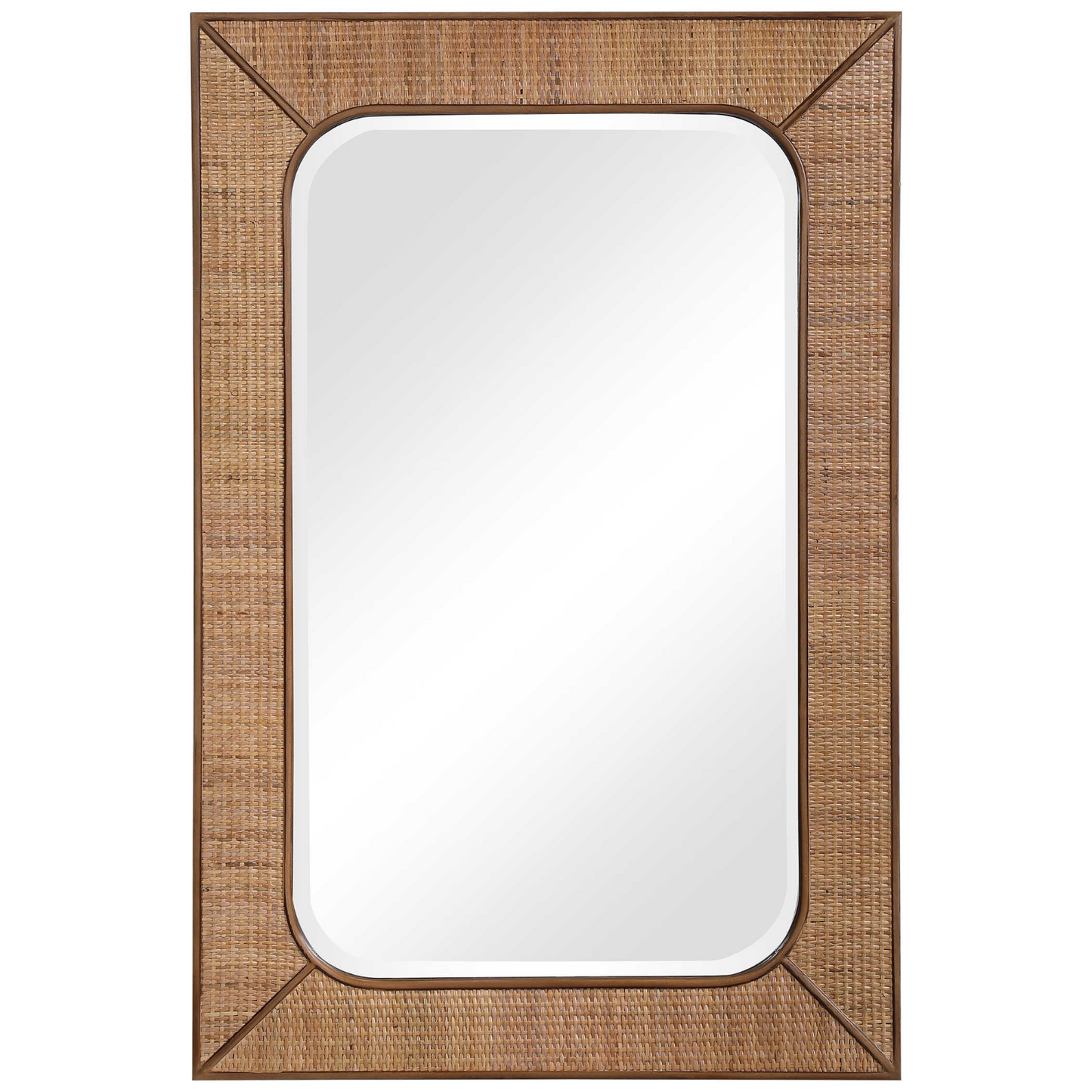 Teak and Cane Mirror