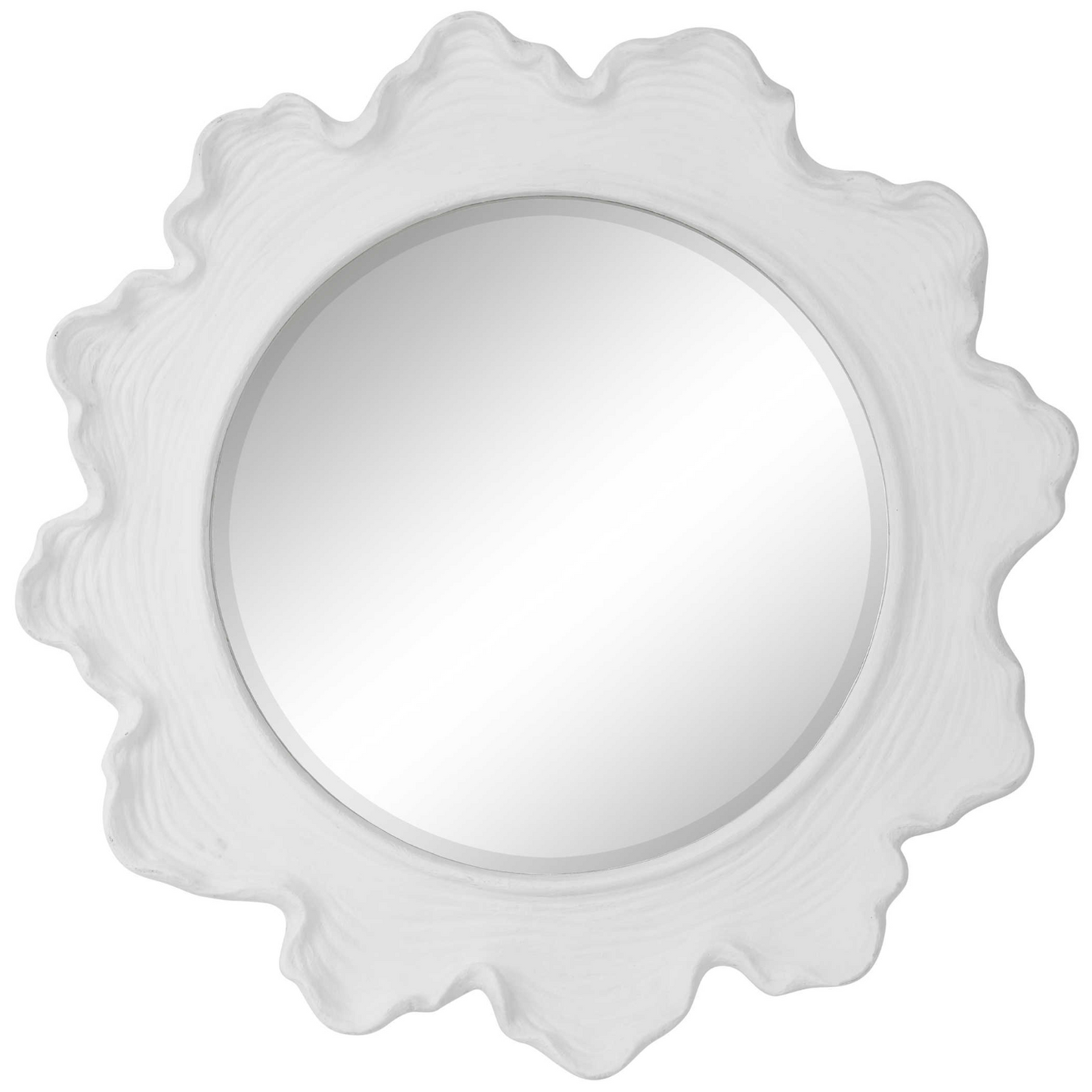 White Waves Round Mirror