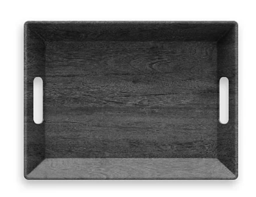 Faux Blackened Wood Tray w/ Handles