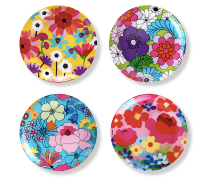 Colorful Patterned Salad Plates (Set of 4)