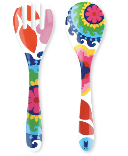 Colorful Patterned Salad Servers