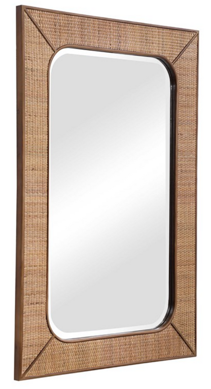 Teak and Cane Mirror