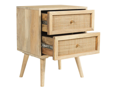 Two-Drawer Caned Nightstand