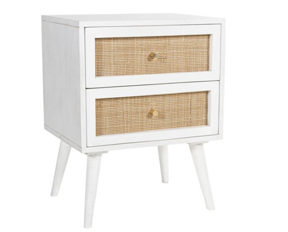 Two-Drawer Caned Nightstand