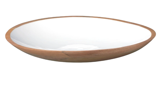 Mango Wood & Enamel Oversized Shallow Bowl