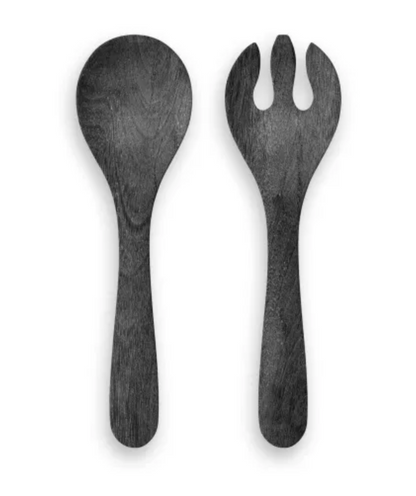 Faux Blackened Wood Salad Servers