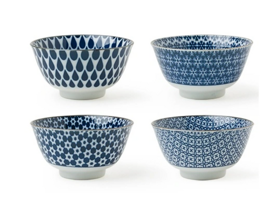 Blue & White 5" Bowl Set