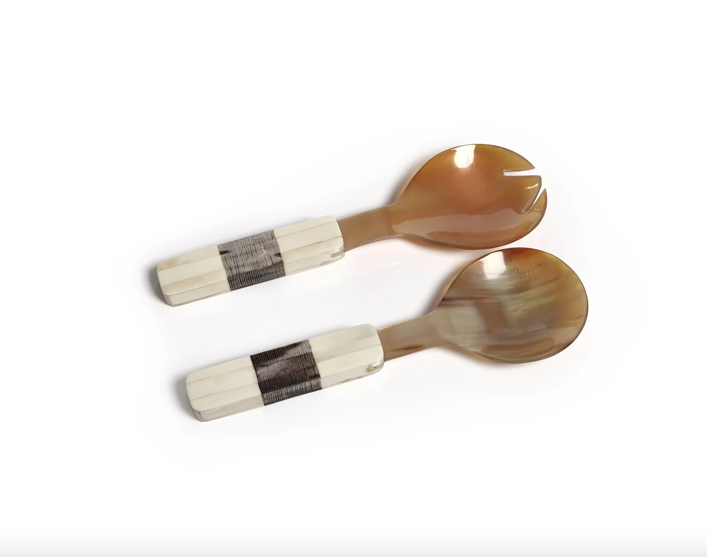 Horn & Etched Bone Salad Servers