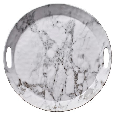 Zaggy White Marble Round Platter