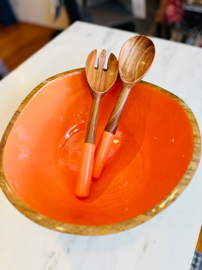 Indy Home Bright Mango Wood Bowl & Server Set