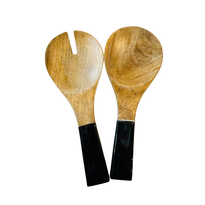 Indy Home Short Mango Wood & Enamel Servers