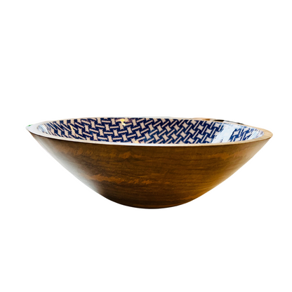 Indy Home Mango Wood & Patterned Enamel Bowl