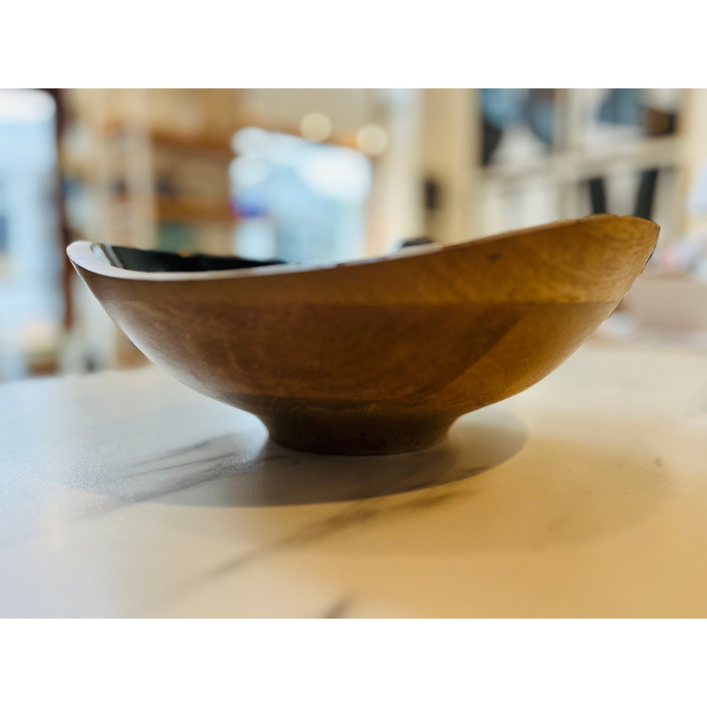 Indy Home Mango Wood & Enamel Curve Bowl