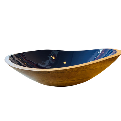 Indy Home Mango Wood & Enamel Curve Bowl