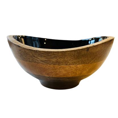 Indy Home Mango Wood & Enamel Curve Bowl