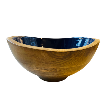 Indy Home Mango Wood & Enamel Curve Bowl