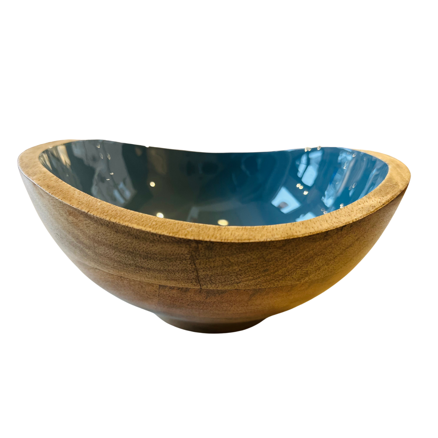 Indy Home Mango Wood & Enamel Curve Bowl