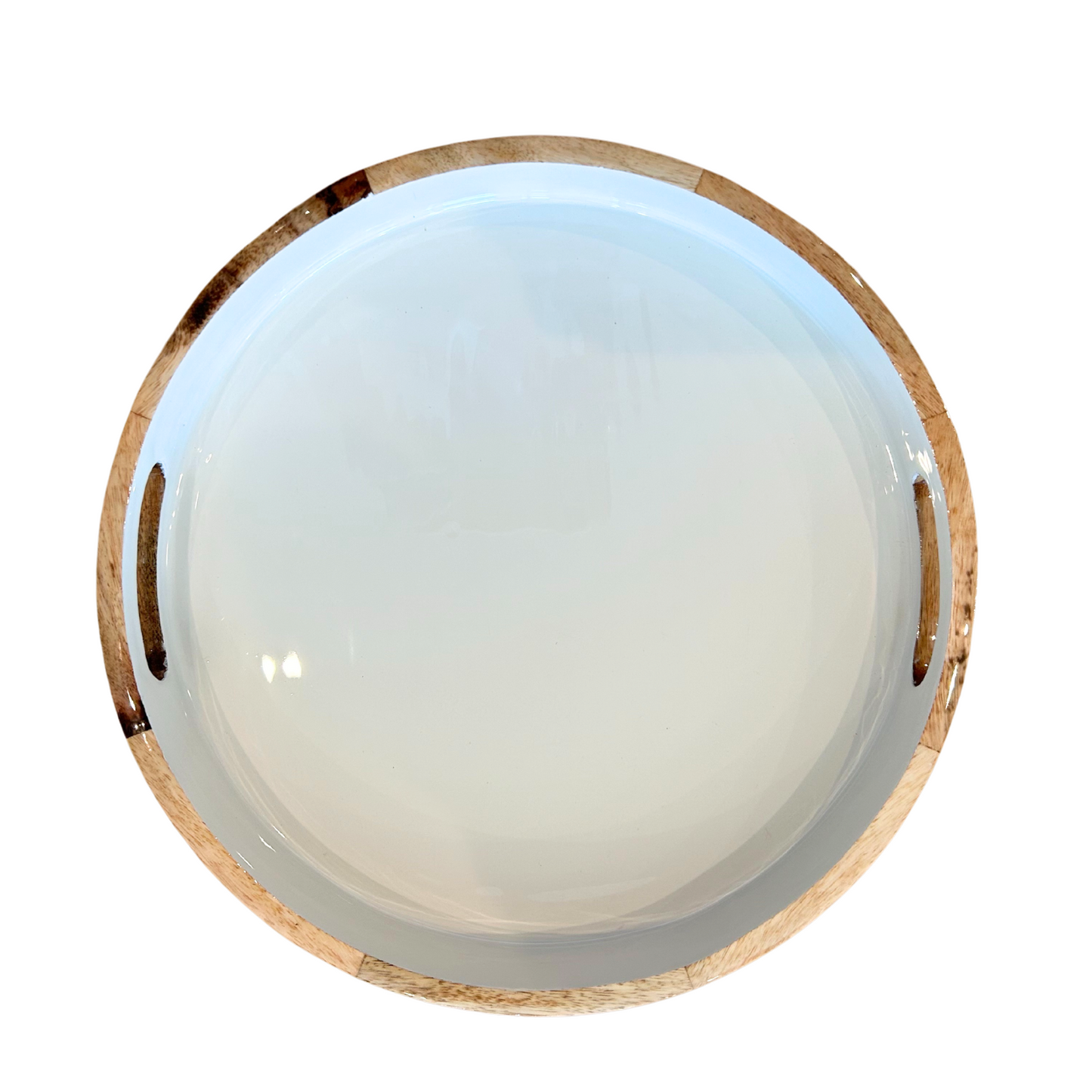 Indy Home Mango Wood & Enamel Round Tray