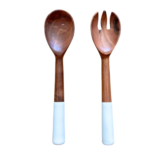 Indy Home Oval Mango Wood & Enamel Servers