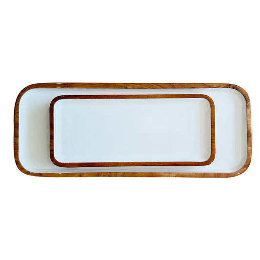 Indy Home Acacia & Enamel Tray Set