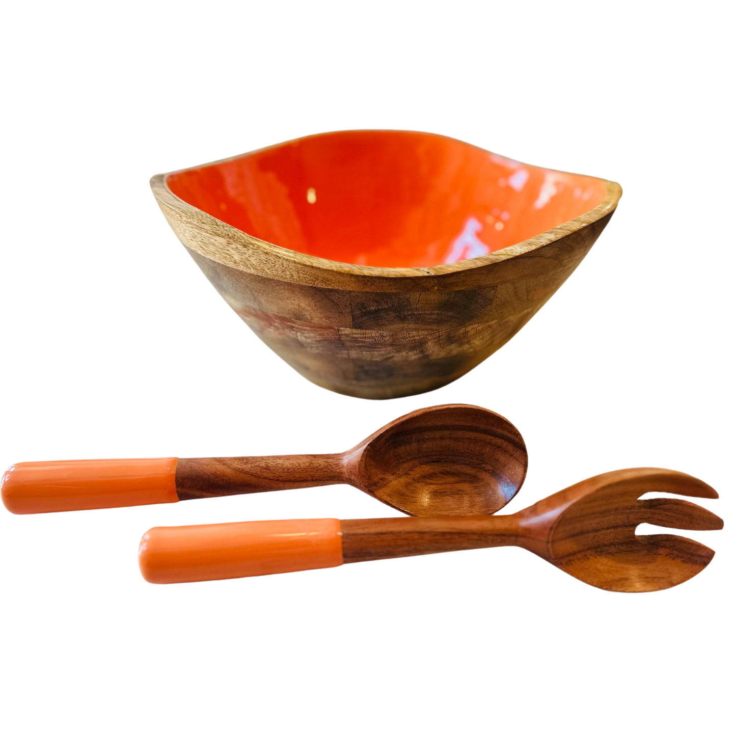 Indy Home Bright Mango Wood Bowl & Server Set