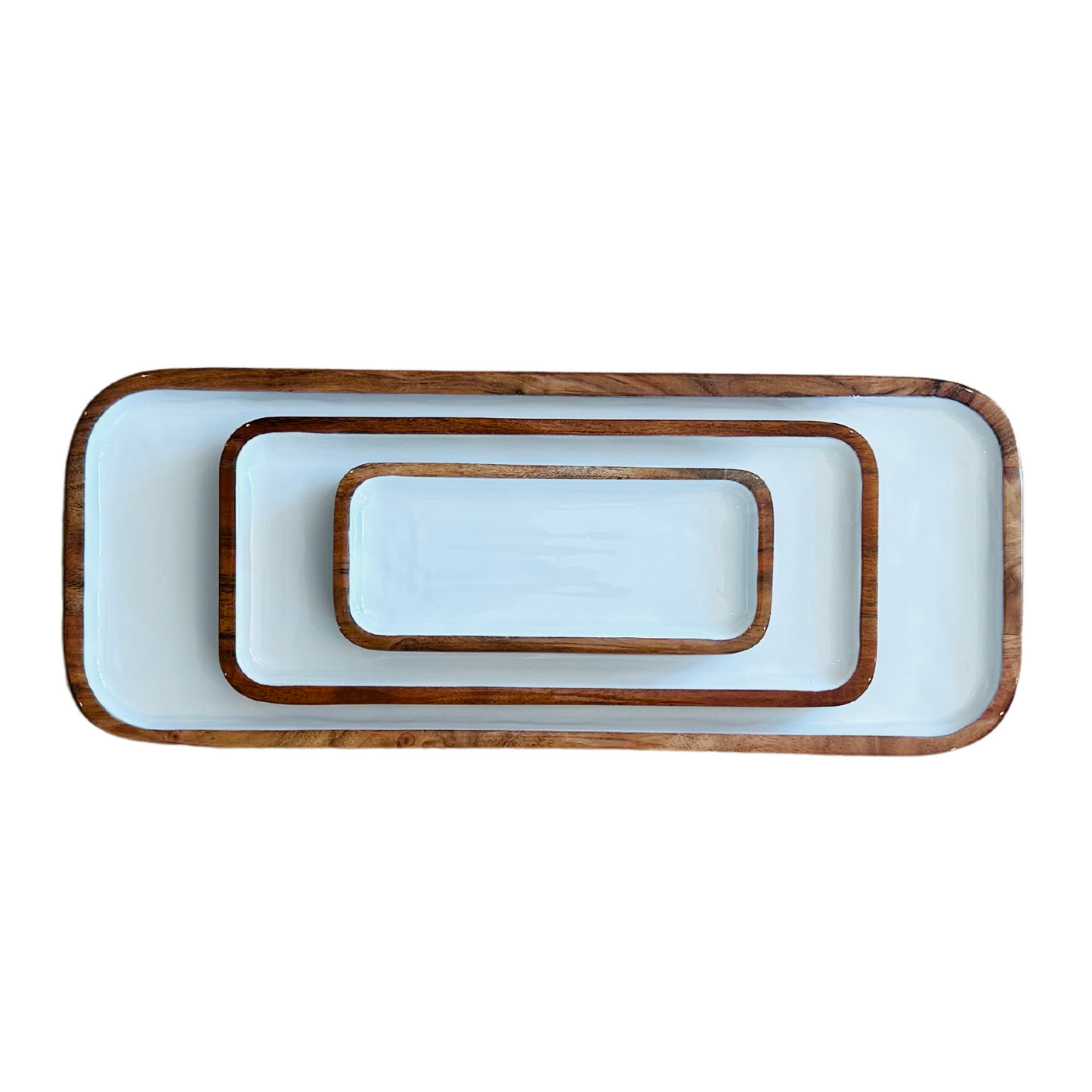 Indy Home Acacia & Enamel Tray Set