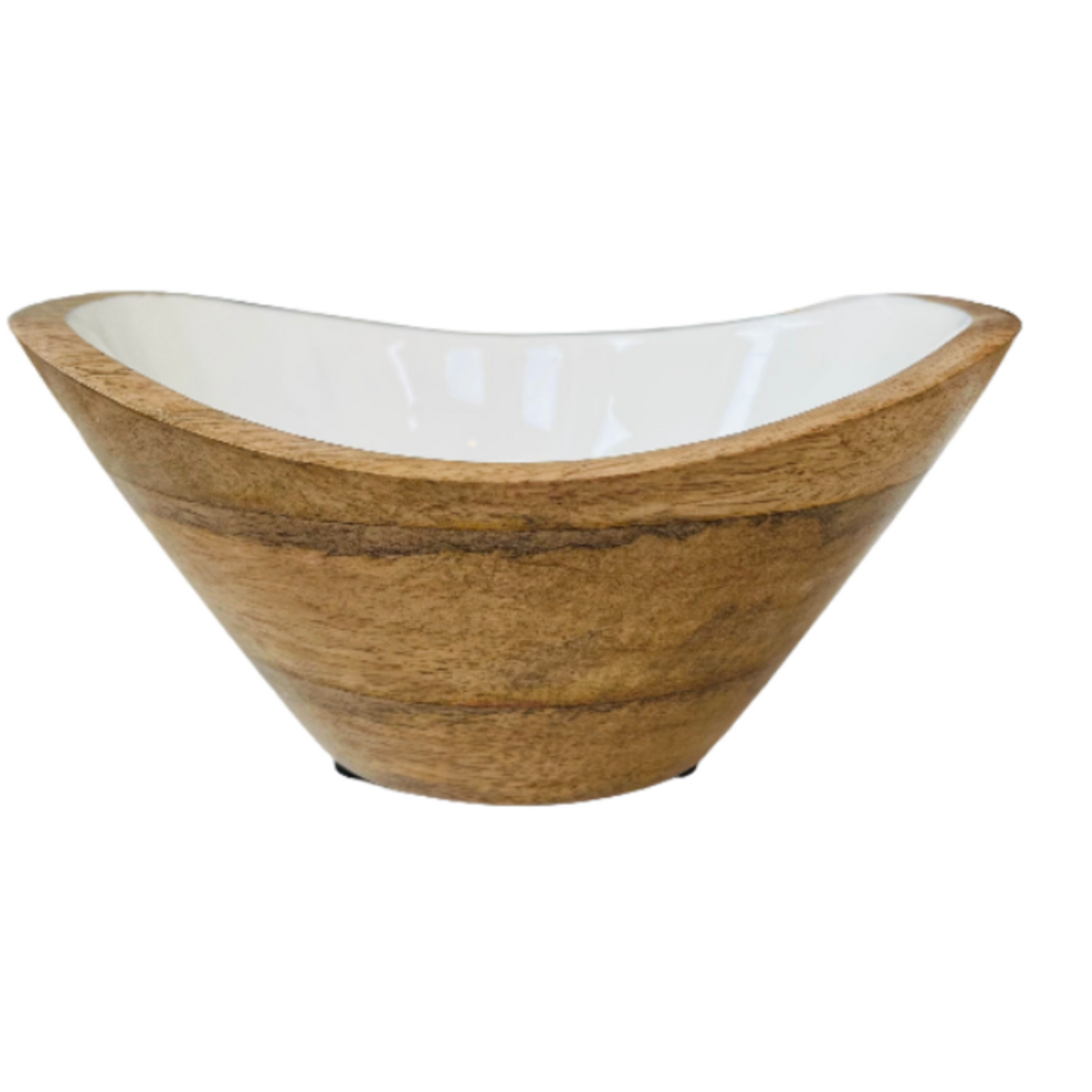 Indy Home Mango Wood & Enamel Curve Bowl