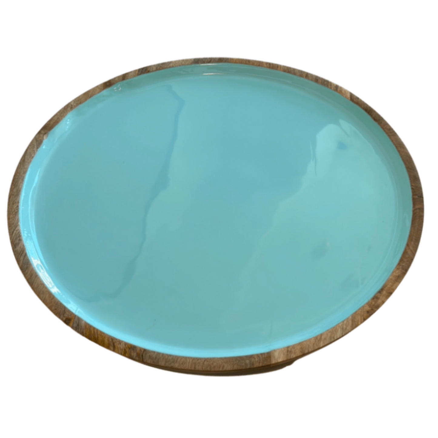 Indy Home Round Mango Wood & Enamel Platter