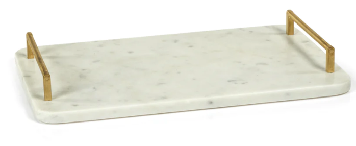 Andria Marble Tray with Gold Metal Handles